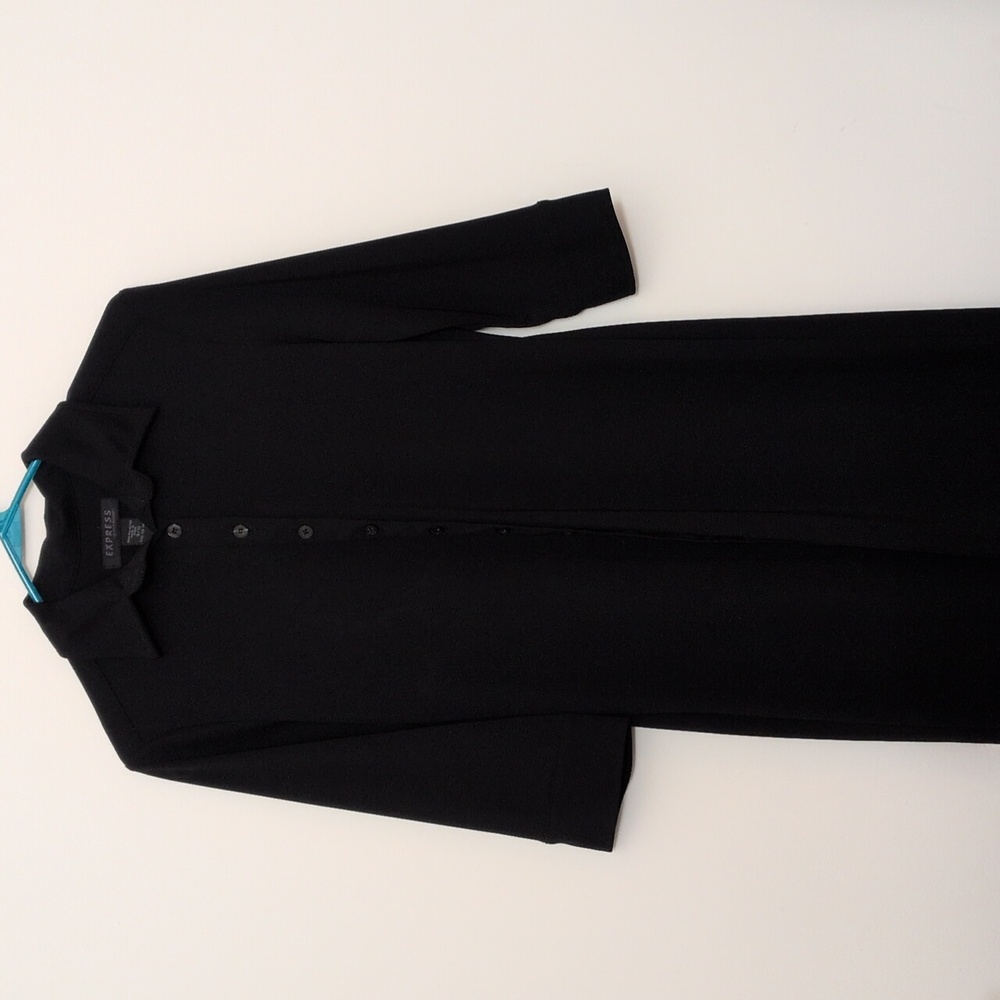 Express Black Midi Dress Button Down Front Size 9/10 - Picture 6 of 7